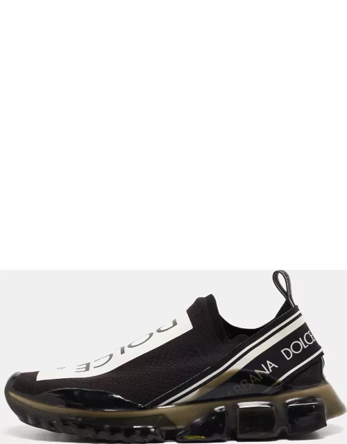 Dolce & Gabbana Black/White Knit Fabric Sorrento Sneaker