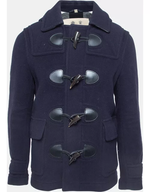 Burberry Navy Blue Wool Plymouth Duffle Coat