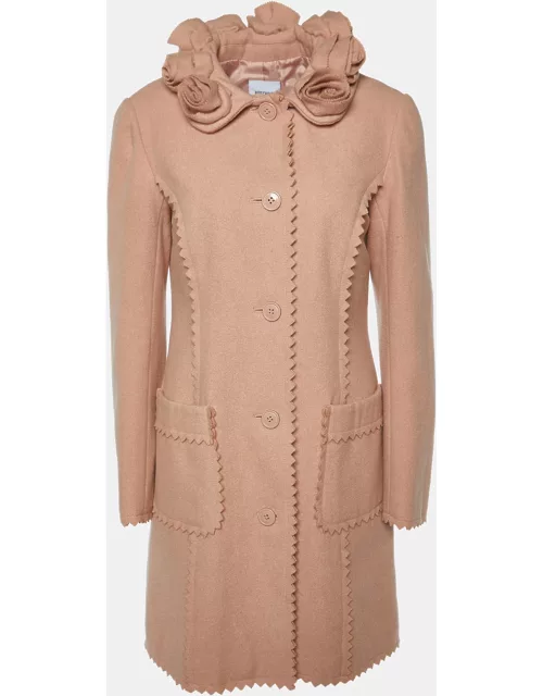 Moschino Cheap and Chic Pink Wool Rose Collar Detail Coat