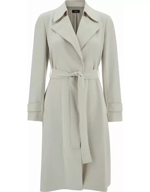 Theory Off-white Trench Coat With Revers Collar In Triacetate Blend Woman