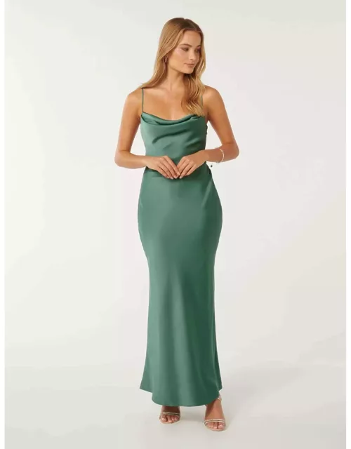 Forever New Women's Mia Satin Maxi Dress in Burning Sage
