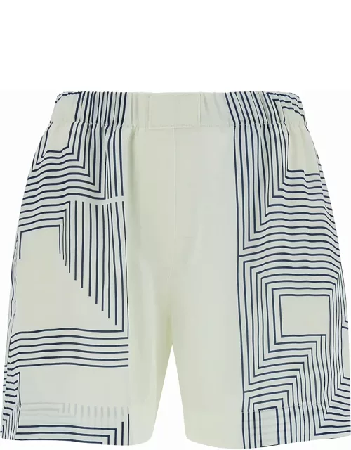 Low Classic White Shorts With Graphic Print In Tech Fabric Woman