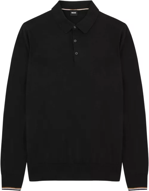 Boss Stripe-trimmed Cotton Polo Shirt - Black