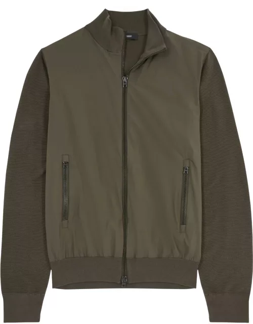 Herno Shell and Knitted Bomber Jacket - Khaki