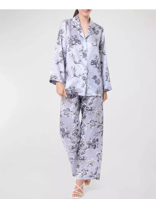 Toile Jardin Floral-Print Charmeuse Pajama Set