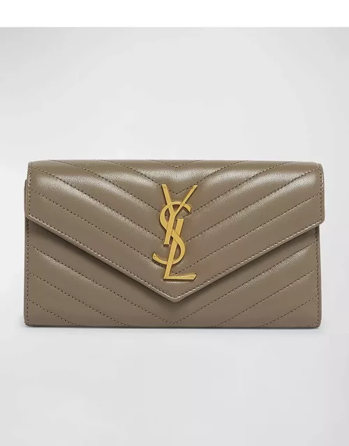 YSL Monogram Large Envelope Flap Wallet in Smooth Leather