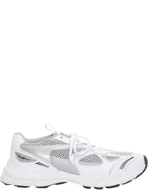 marathon Runner Silver And White Sneakers Wth Logo In Leather Blend Man Axel Arigato
