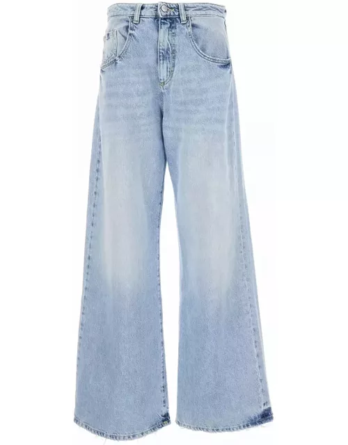 Icon Denim Light Blue Wide Leg Jeans In Denim Woman