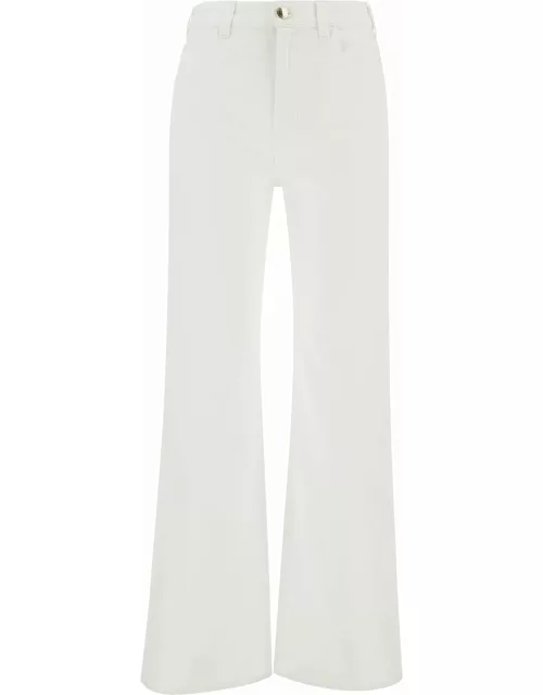 Chloé White Five-pocket Jeans With Logo Detail In Cotton Blend Denim Woman