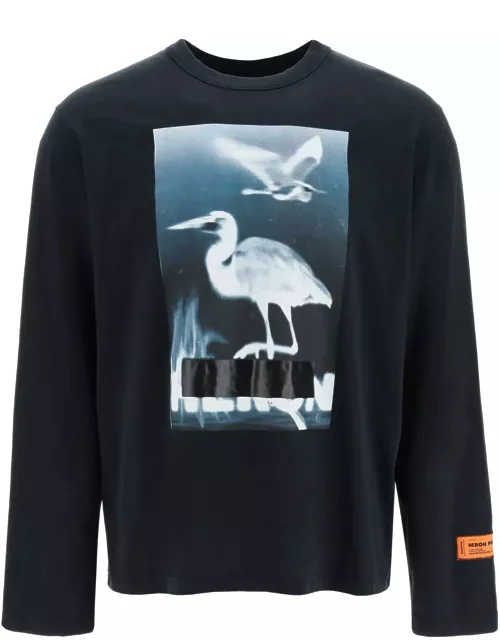 HERON PRESTON Censored Heron Print Long-sleeve T-shirt