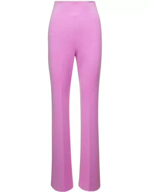 SportMax pepper Pink Slightly Flared Pants With Invisible Zip In Stretch Polyamide Woman