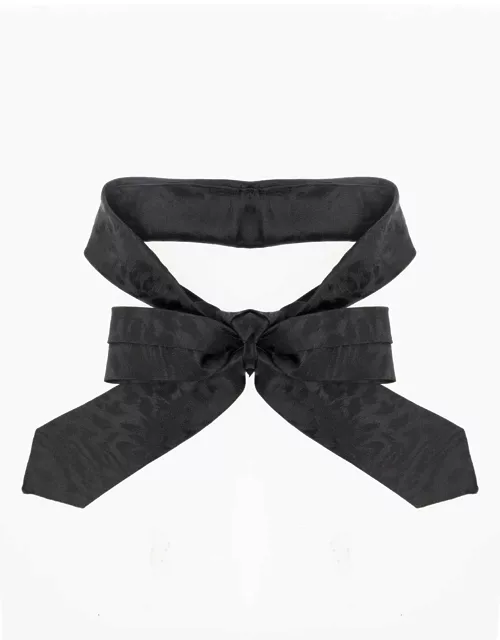 Saint Laurent Black Tapered Tie With All-over Leopard Motif In Silk Man