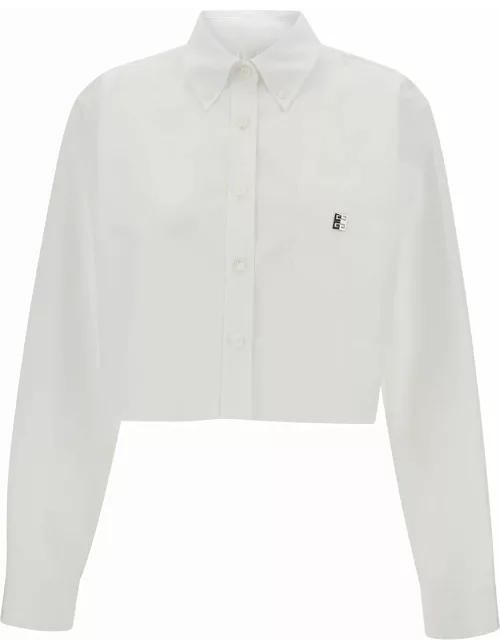 Givenchy White Cropped Shirt With 4g Patch In Cotton Woman