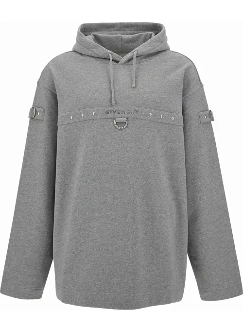 Givenchy Grey Hoodie With Logo And Studs In Cotton Man