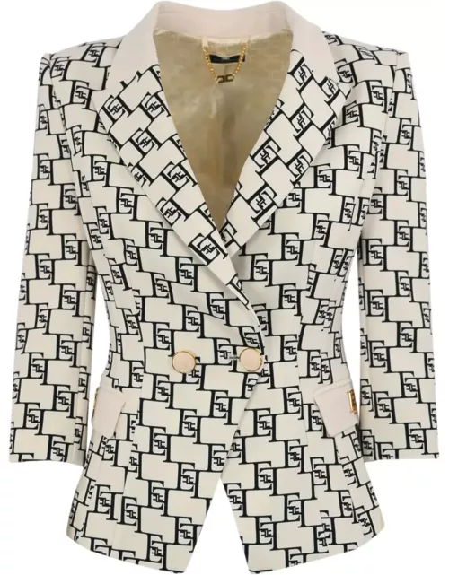 Elisabetta Franchi Double-breasted Jacket With Logo And Plaque