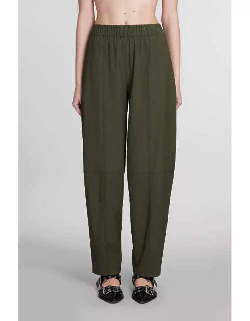 Ganni Pants In Green Cotton