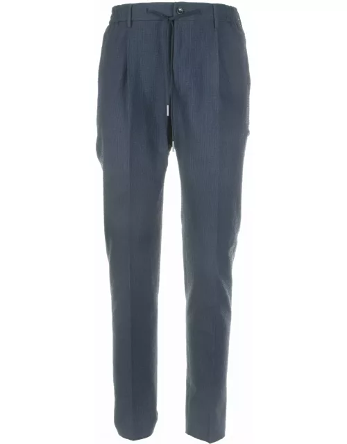 Tagliatore Blue Trousers With Drawstring