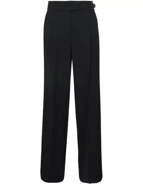 Liu-Jo Black Palazzo Pants With Darts In Stretch Technical Fabric Woman