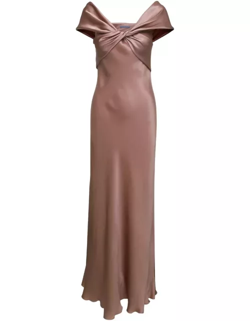 Alberta Ferretti Pink Satin Slip Dress In Silk Blend Woman