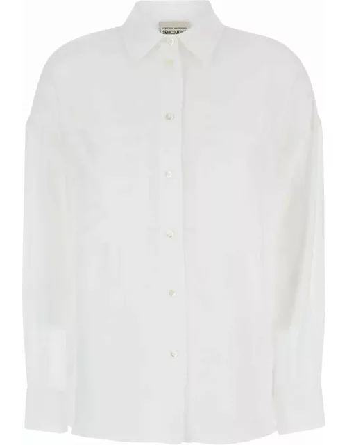 SEMICOUTURE White Classic Shirt In Cotton Blend Woman