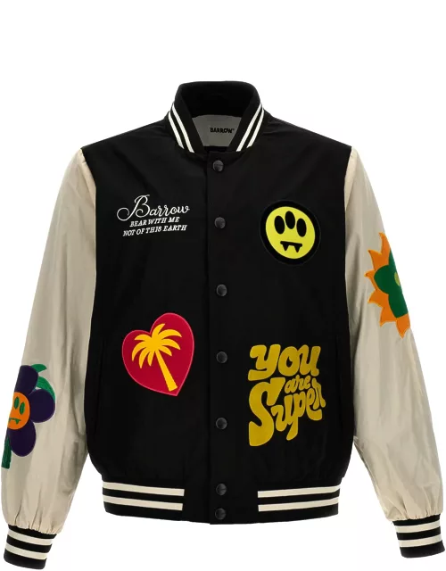 Barrow Black College Bomber Jacket With Application