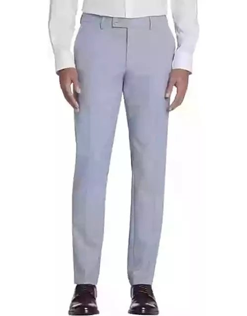 Egara Skinny Fit Plaid Men's Suit Separates Pants Lt Blue Plaid
