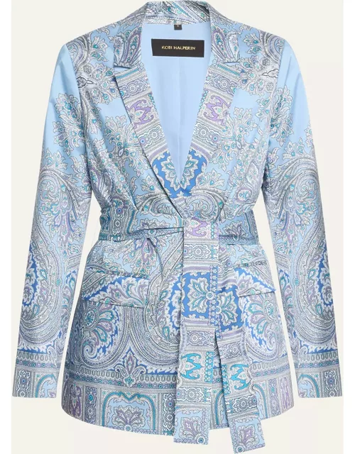 Anya Paisley-Print Tie-Waist Jacket