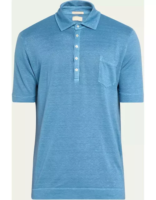 Men's Linen Pique Jersey Polo Shirt