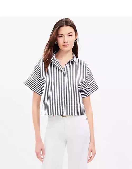 Loft Petite Striped Cotton Modern Drop Shoulder Shirt