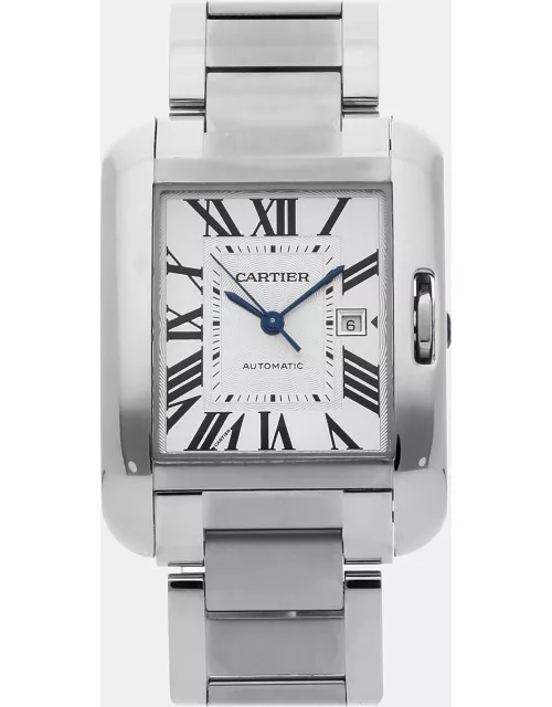 Cartier Silver Stainless Steel Tank Anglaise W5310009 Automatic Women's Wristwatch 39 m