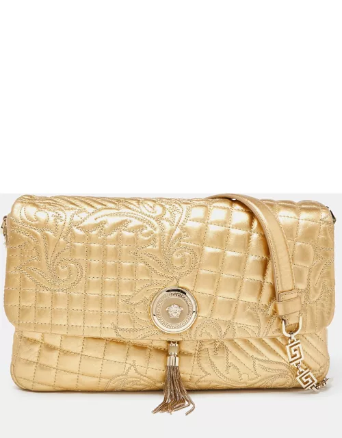 Versace Gold Barocco Leather Vanitas Medea Shoulder Bag