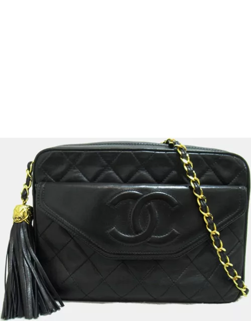 Chanel Black Leather Quilted CC Camera Bag