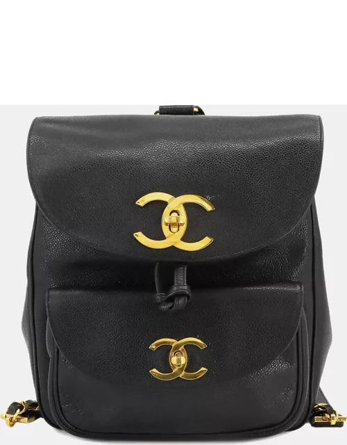 CHANEL Black Caviar Leather Small CC Pocket Backpack