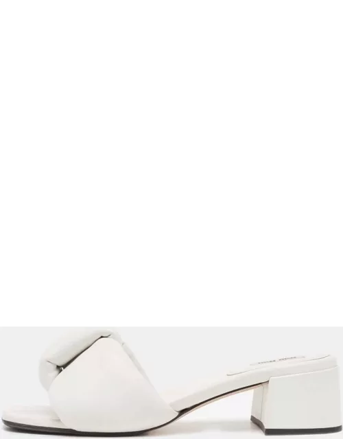 Miu Miu White Leather Slide Sandal