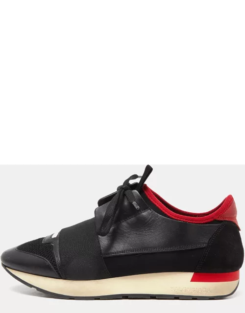 Balenciaga Black Leather Suede and Mesh Race Runner Sneaker