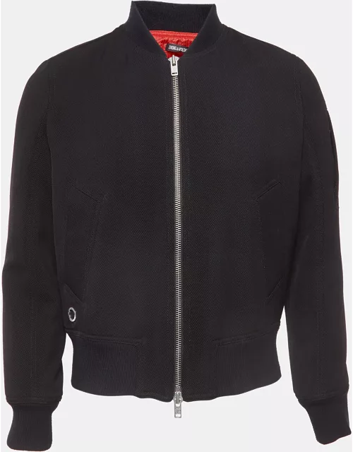 Zadig & Voltaire Black Wool Blend Twill Zip Front Jacket