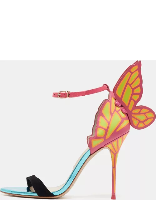 Sophia Webster Multicolor Patent Leather and Suede Chiara Butterfly Ankle Strap Sandal