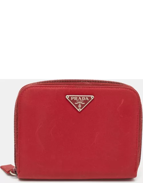 Prada Red Nylon French Flap Wallet