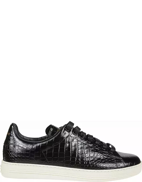 Tom Ford Warwick Crocodile-effect Low Top Sneaker