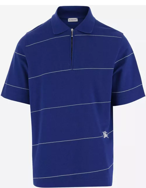 Burberry Cotton Polo Shirt With Striped Pattern