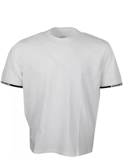 Armani Collezioni Short-sleeved Crew-neck T-shirt With Logo On The Sleeve