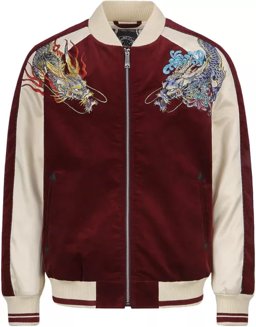 Dragon Embroidery Fabric-mixed Souvenir Jacket