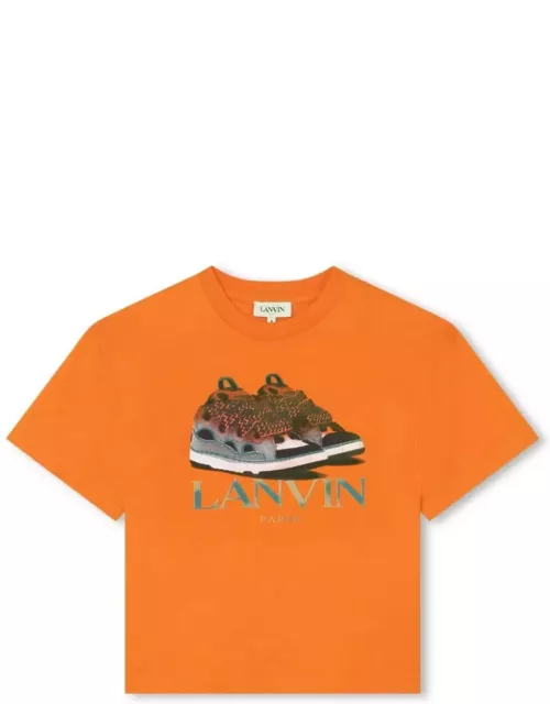 Lanvin Orange T-shirt With Logo Print