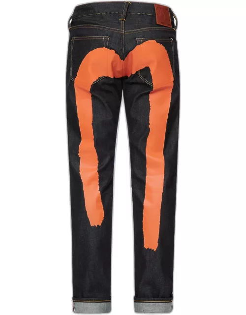 Orange Brushstroke Daicock Slim Straight fit Jeans #2010