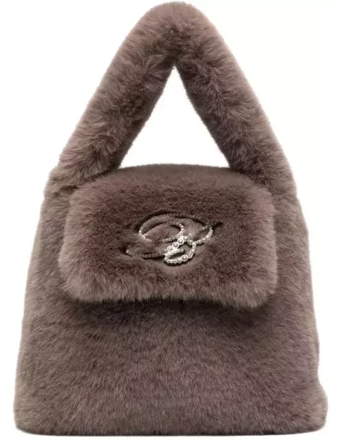 Blumarine Green Faux Fur Mini Bag With Flap And Logo