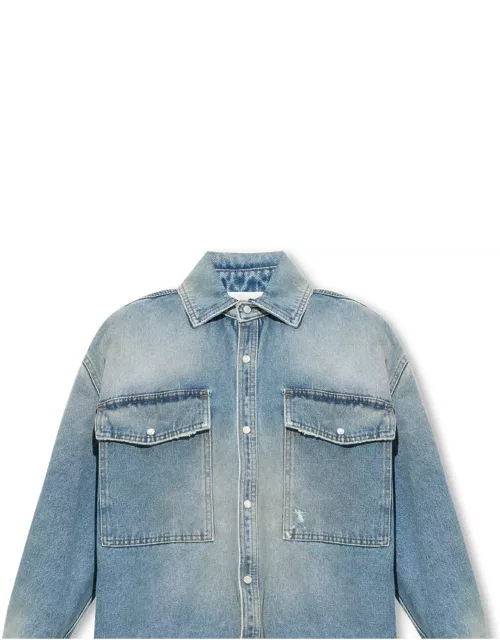 Palm Angels Denim Shirt With A Vintage Effect