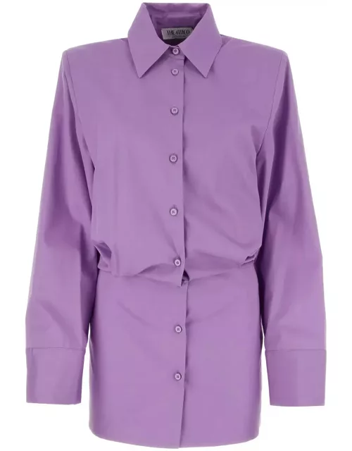 The Attico Lilac Poplin Margot Shirt Mini Dres