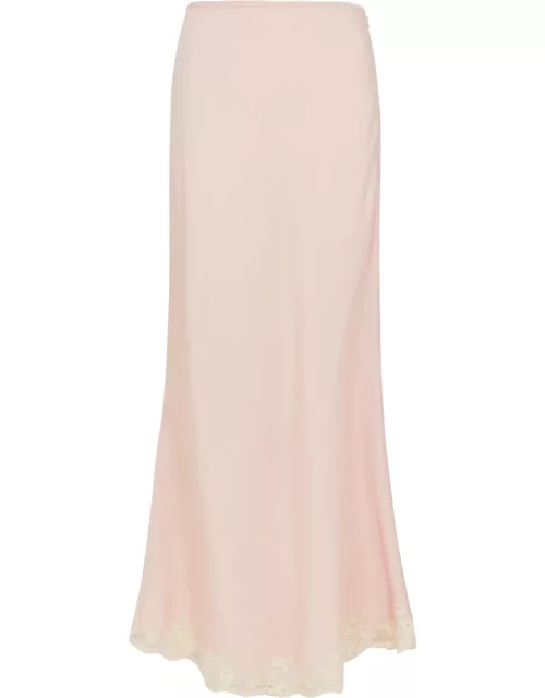Rixo Crystal Lace-trimmed Maxi Skirt - Pink - 10 (UK10 / S)