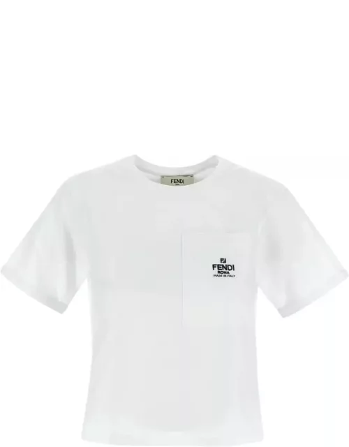 Fendi Logo Embroidered Crewneck T-shirt
