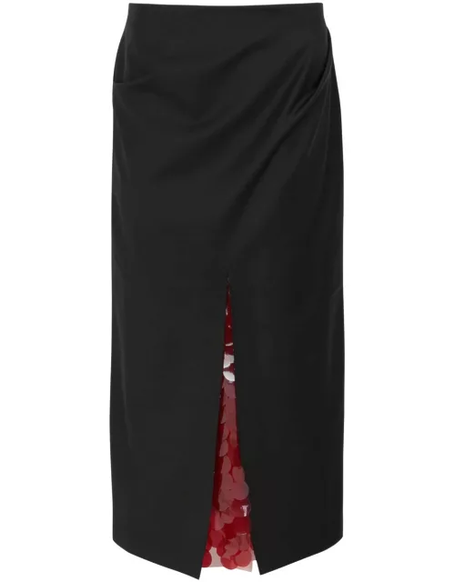 16 Arlington Zure Layered Wool-blend Midi Skirt - Black - 6 (UK6 / XS)